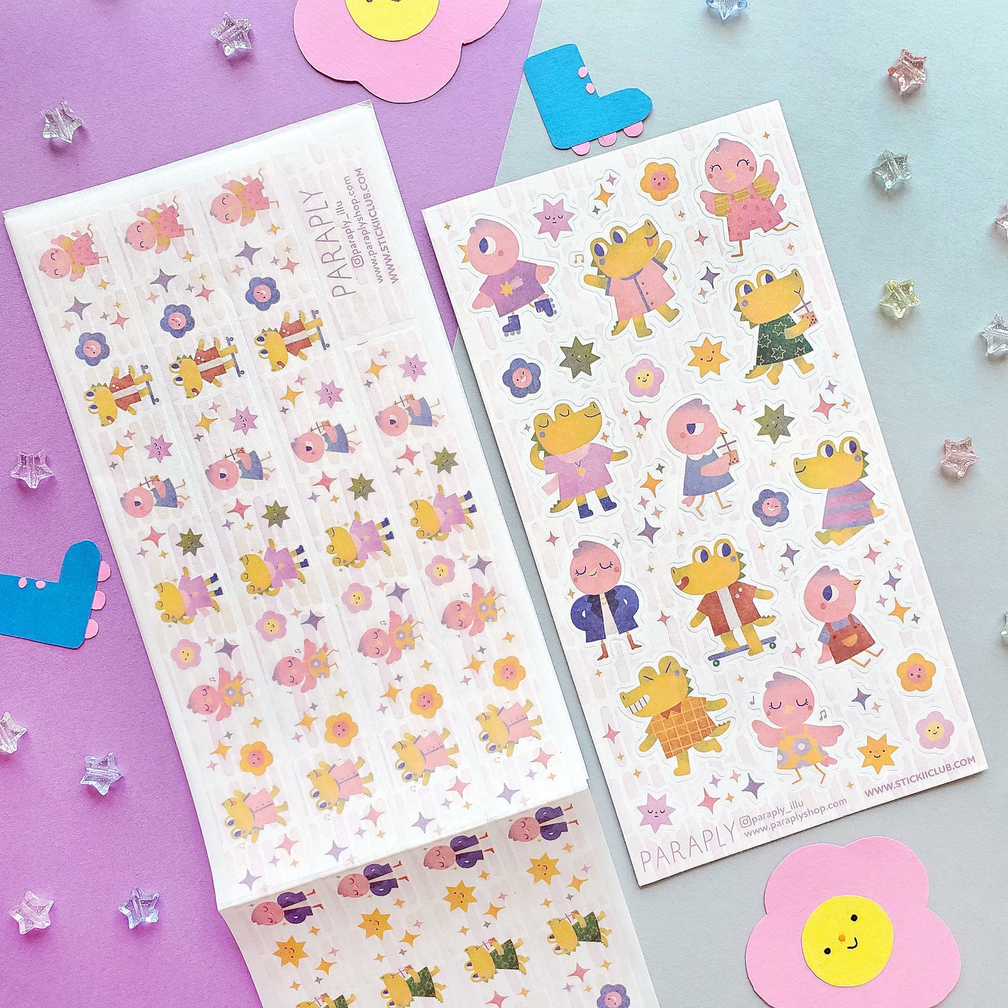 "Washi"-Stickerbogen // Birb & Croc Besties