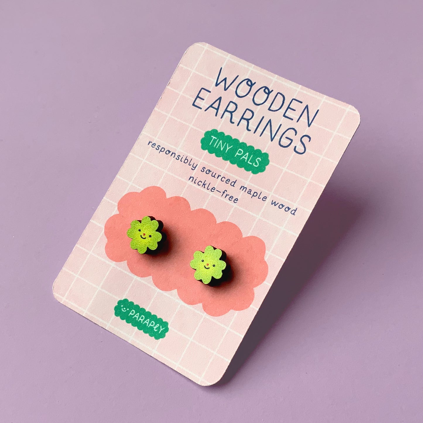 Wooden earrings // Tiny Pals Clover