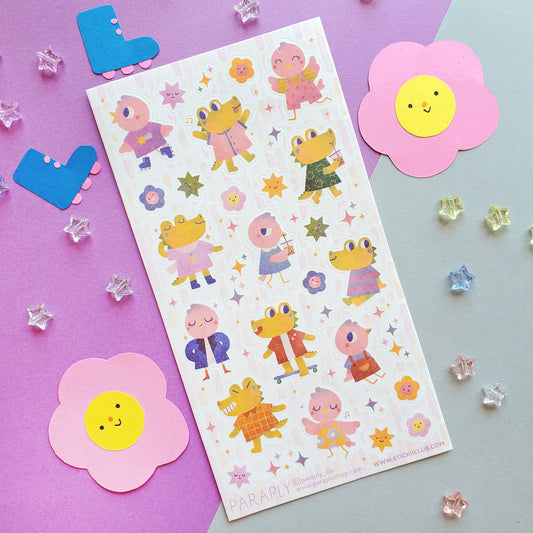 Sticker sheet // Birb & Croc Besties
