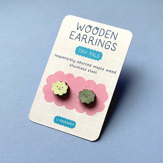 Wooden earrings // Tiny Pals Clouds