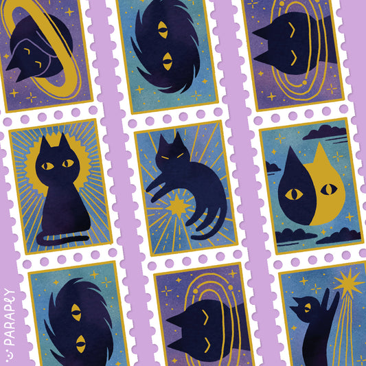 Washi Tape in Briefmarkenform // Celestial Felines