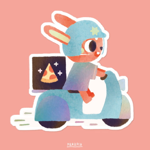 Sticker with holo details (matte) // Delivery Bunny